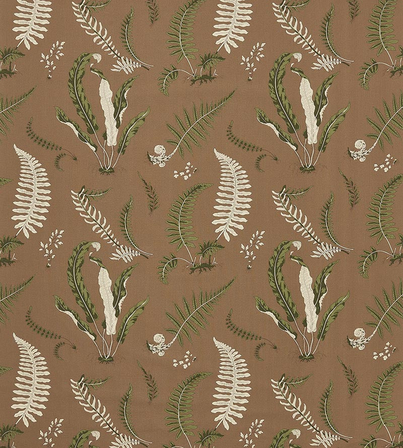 Scalamandre Elsie De Wolfe - Outdoor Greens On Brown Fabric SC164250005