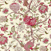 Scalamandre Pondicherry Cotton Print Turkey Red On Lime Fabric SC164300005