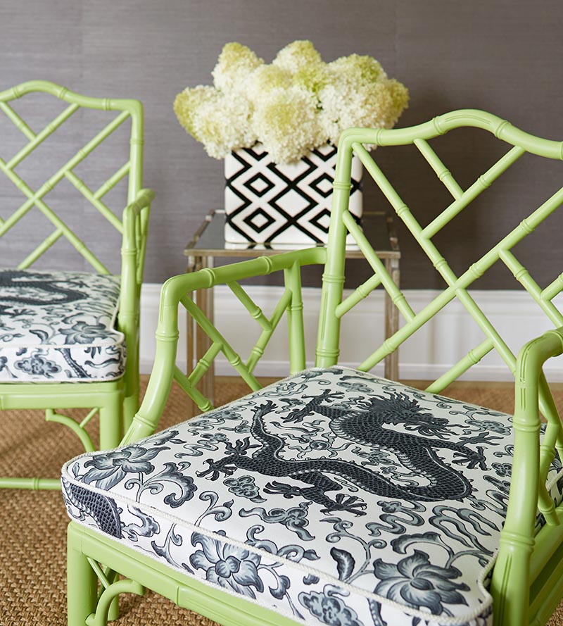 Scalamandre Chi'En Dragon Linen Print Charcoal Fabric Sample SC165580005