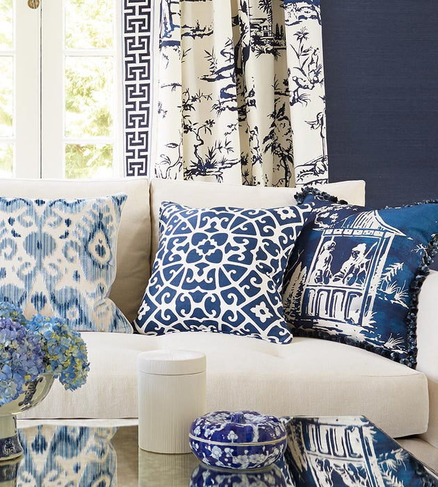 Scalamandre Anshun Lattice Indigo Fabric Sample SC165590005