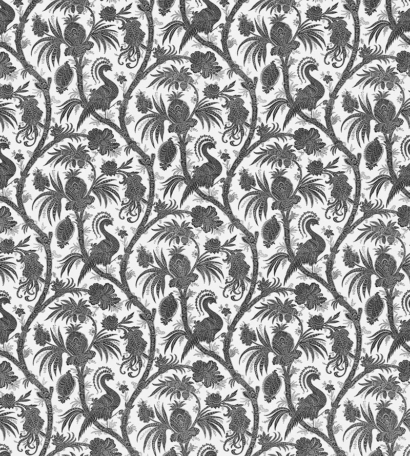 Scalamandre Balinese Peacock Linen Print Indigo Fabric SC165750005