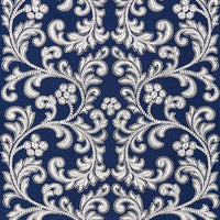 Scalamandre Chiara Embroidery Indigo Fabric SC270290005