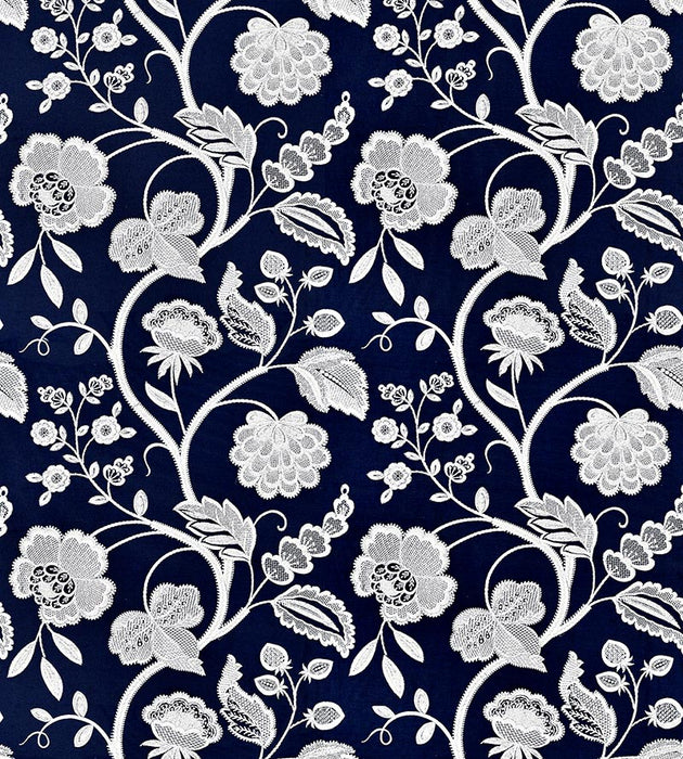 Scalamandre Kensington Embroidery Navy Fabric Sample SC271510005