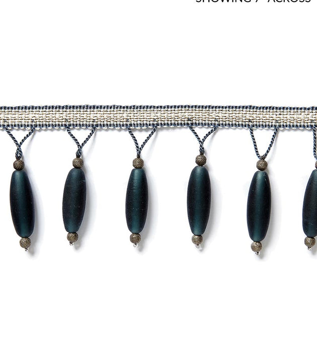 Scalamandre Vionnet Beaded Fringe Petrol Trim Sample SCFX15010005