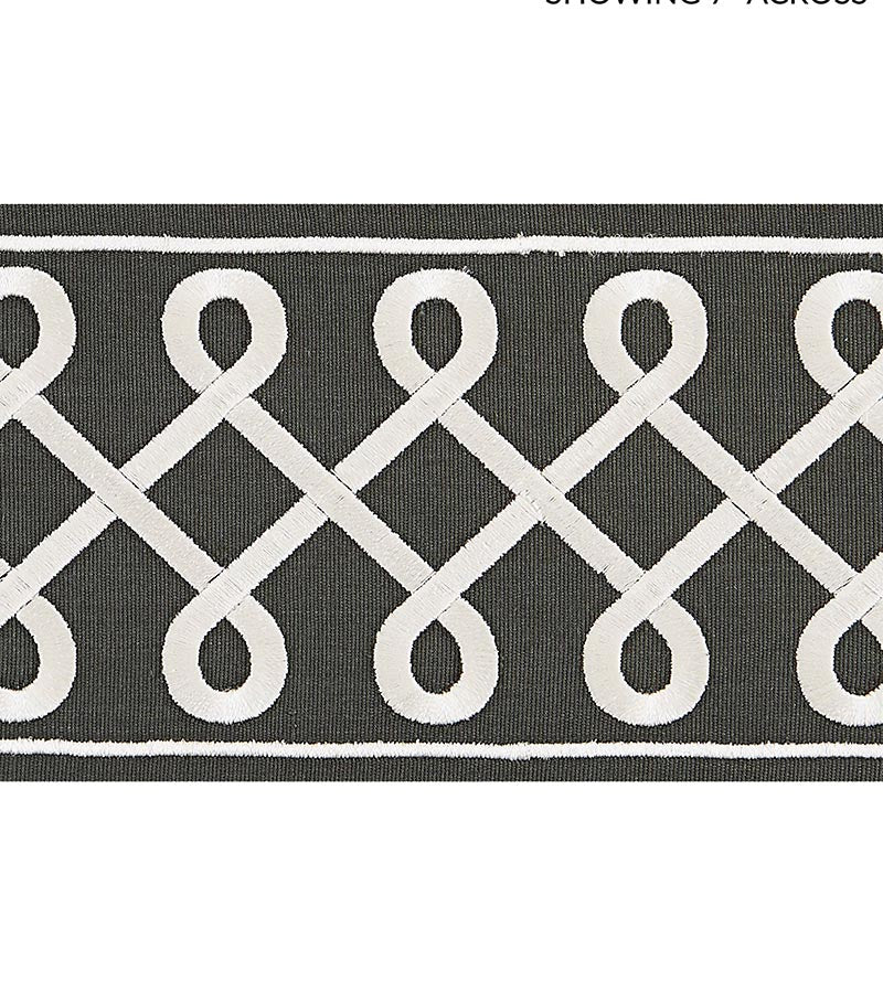 Scalamandre Soutache Embroidered Tape Charcoal Trim Sample SCT32810005