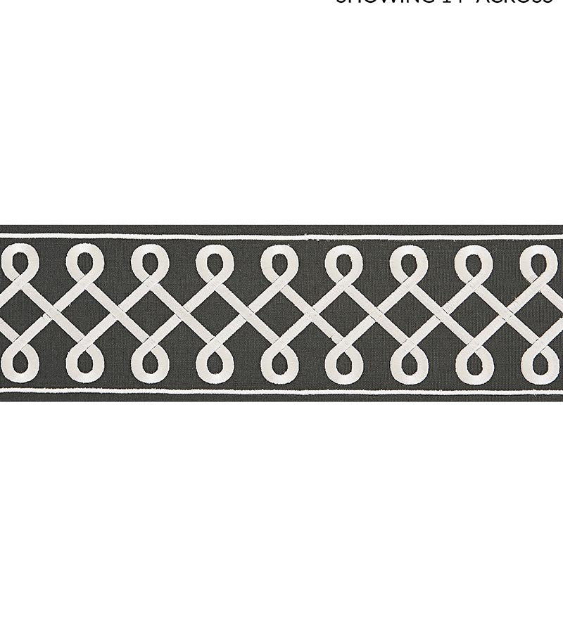 Scalamandre Soutache Embroidered Tape Charcoal Trim Sample SCT32810005