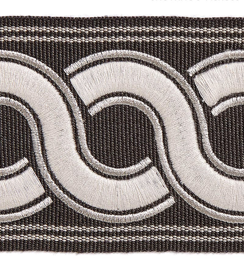 Scalamandre Guilloche Embroidered Tape Charcoal Trim SCT32830005