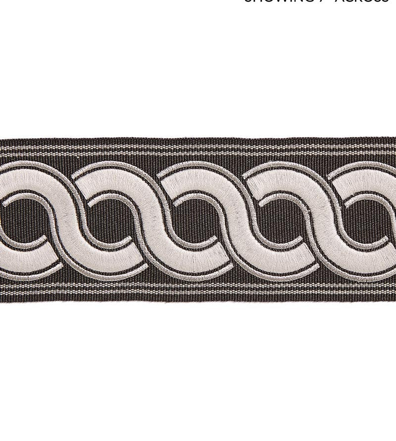 Scalamandre Guilloche Embroidered Tape Charcoal Trim SCT32830005