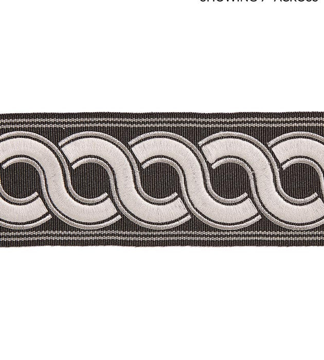 Scalamandre Guilloche Embroidered Tape Charcoal Trim Sample SCT32830005