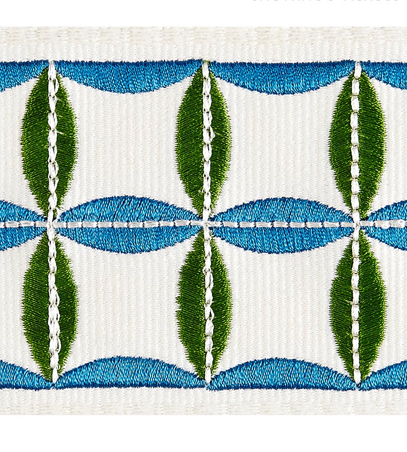 Scalamandre Fiori Embroidered Tape Peacock Trim Sample SCT32880005