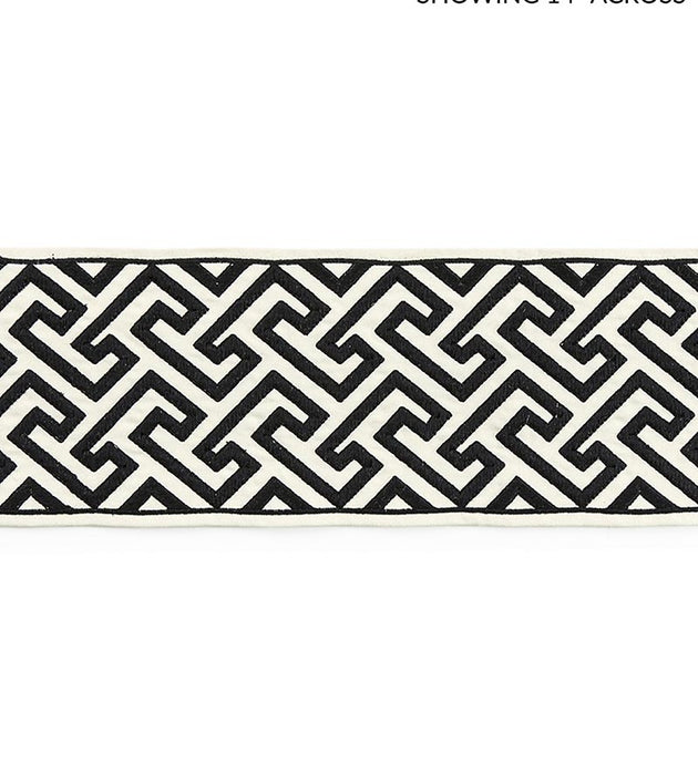 Scalamandre Labyrinth Embroidered Tape Noir Trim Sample SCT33190005