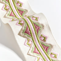 Scalamandre Flamme Embroidered Tape Pink And Green Trim SCT33350005