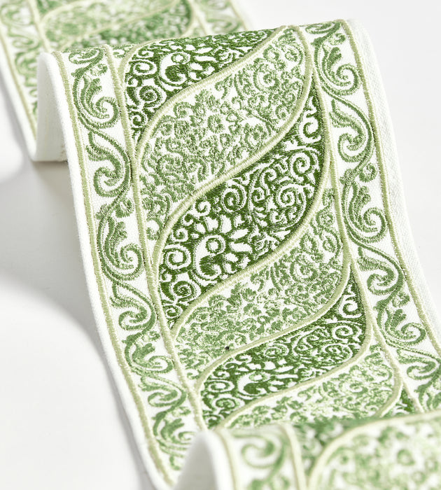 Scalamandre Paisley Embroidered Tape Meadow Trimming Sample SCT33400005