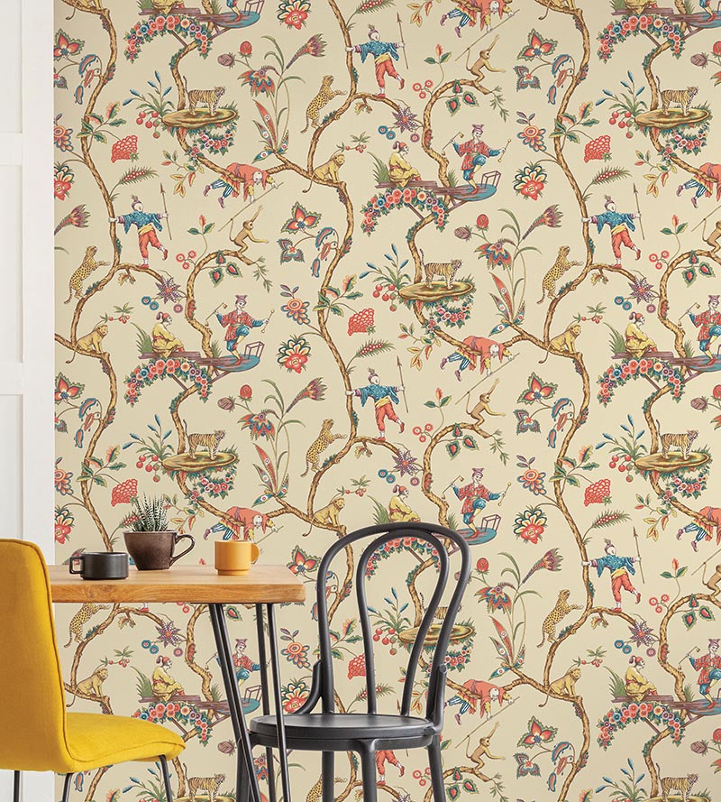 Scalamandre Chinoise Exotique - Removable Ecru Wallpaper Sample SCWP81547PS0005