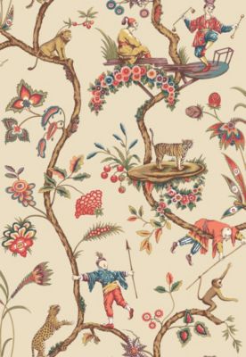Scalamandre Chinoise Exotique | Removable Ecru Wallpaper Sample SCWP81547PS0005