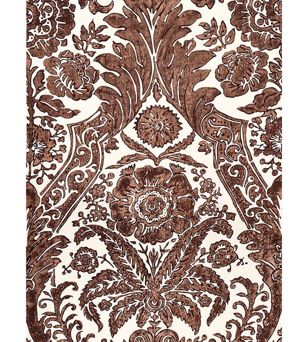 Scalamandre Luciana Damask Print Espresso Wallpaper Sample SCWP883540005
