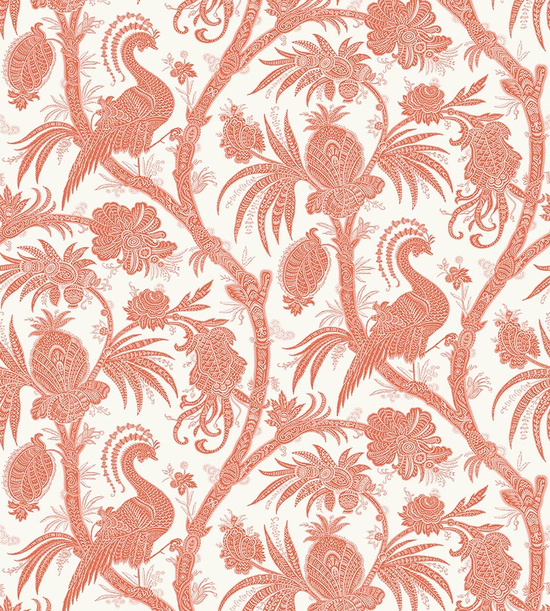 Scalamandre Balinese Peacock Mandarin Wallpaper Sample SCWP883550005