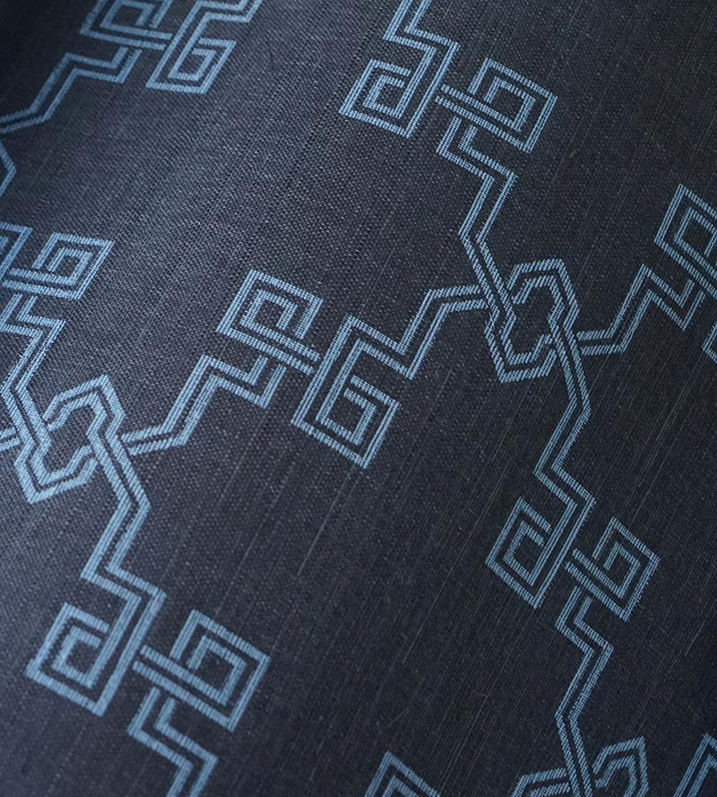 Scalamandre Suzhou Lattice Sisal Midnight Wallpaper Sample SCWP883740005