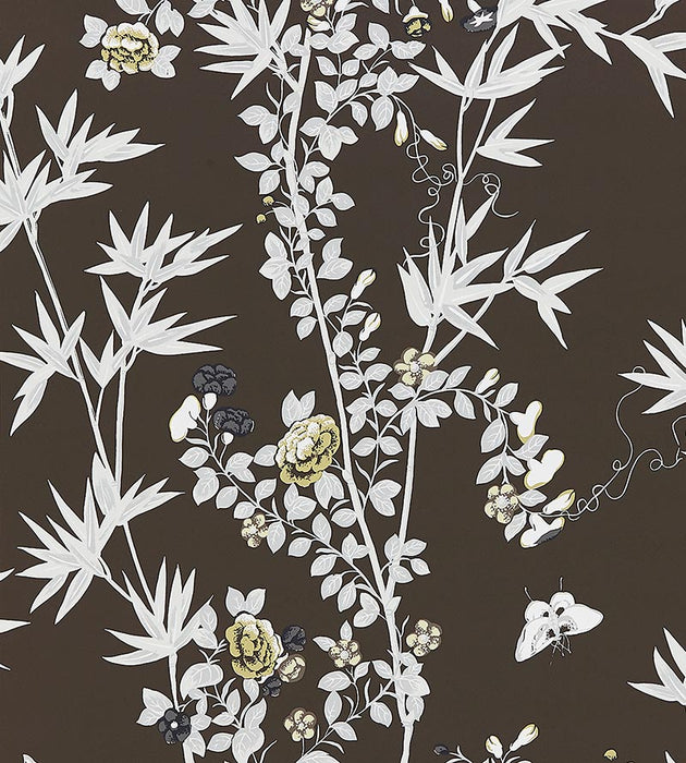 Scalamandre Jardin De Chine Espresso Wallpaper SCWP883750005