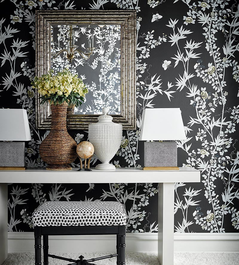 Scalamandre Jardin De Chine Espresso Wallpaper SCWP883750005