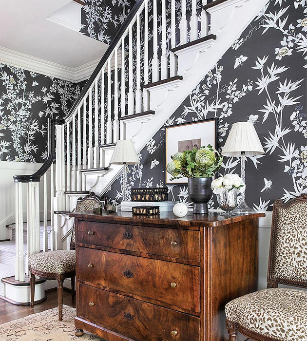 Scalamandre Jardin De Chine Espresso Wallpaper Sample SCWP883750005