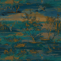 Scalamandre Sagimai Teal Wallpaper SCWP884510005