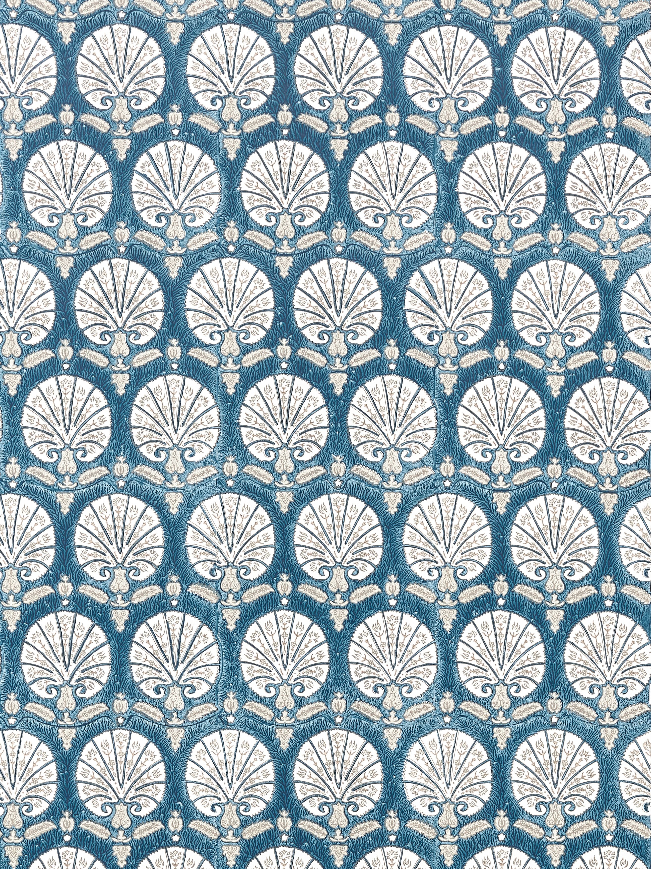Scalamandre Karanfil Block Print Indigo Wallpaper Sample SCWP885600005