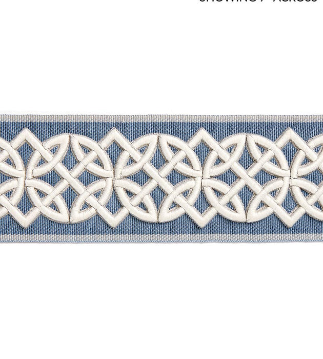 Scalamandre Celtic Embroidered Tape Dusk Blue Trim Sample SCT32820006