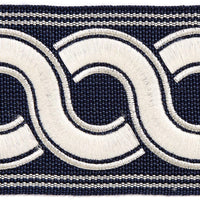 Scalamandre Guilloche Embroidered Tape Indigo Trim SCT32830006