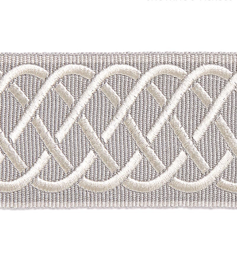 Scalamandre Helix Embroidered Tape Silver Grey Trim SCT32840006