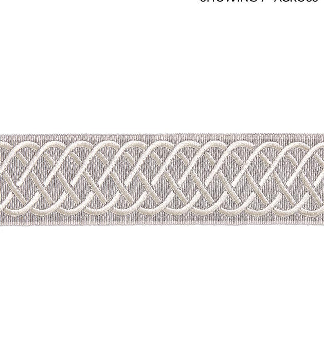 Scalamandre Helix Embroidered Tape Silver Grey Trim Sample SCT32840006