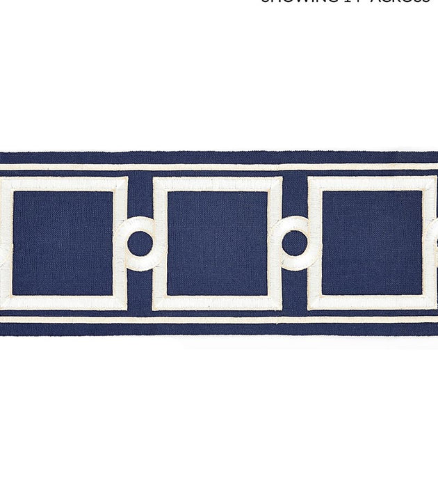 Scalamandre Square Link Embroidered Tape Indigo Trim Sample SCT32870006