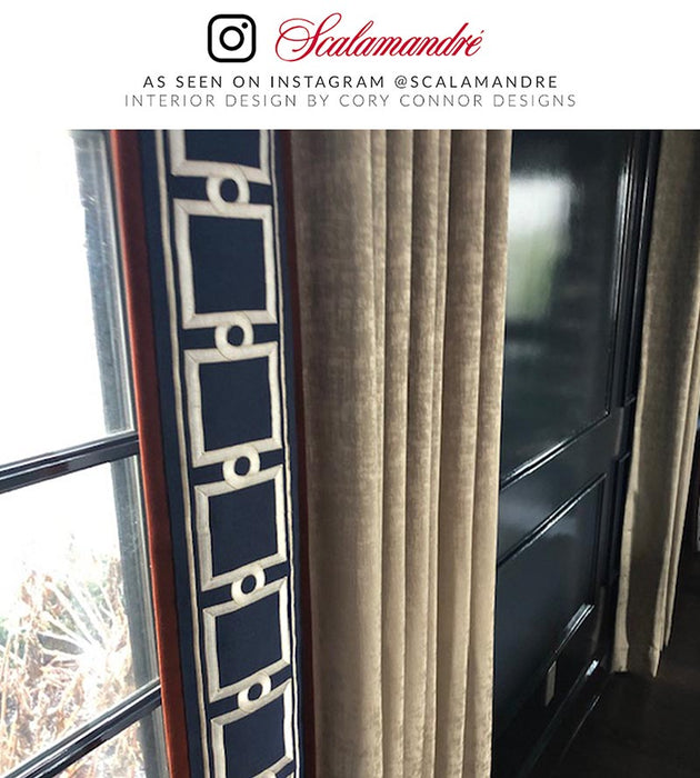 Scalamandre Square Link Embroidered Tape Indigo Trim Sample SCT32870006