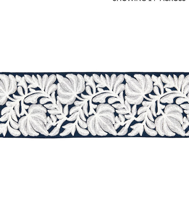 Scalamandre Coventry Embroidered Tape Navy Trim Sample SCT32960006
