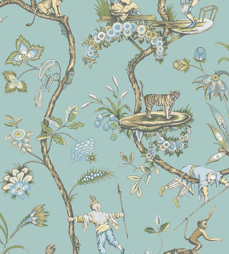 Scalamandre Chinoise Exotique - Removable Robin'S Egg Wallpaper Sample SCWP81547PS0006