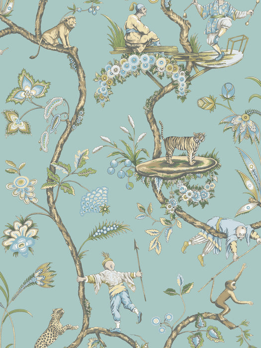 Scalamandre Chinoise Exotique | Removable Robin'S Egg Wallpaper SCWP81547PS0006