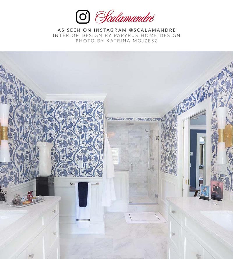 Scalamandre Balinese Peacock Indigo Wallpaper SCWP883550006