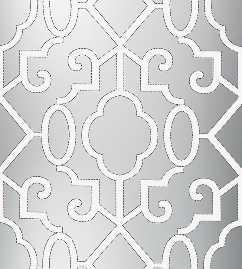 Scalamandre Ming Fretwork WP Silver Wallpaper Sample SCWP883560006