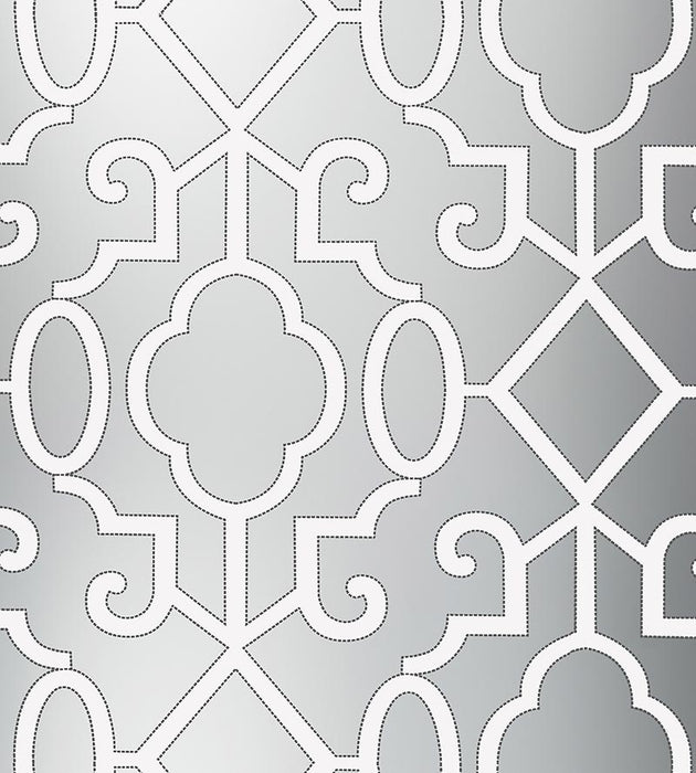 Scalamandre Ming Fretwork WP Silver Wallpaper Sample SCWP883560006