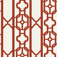 Scalamandre Joanna Fret Lacquer Red Wallpaper SCWP88582D0006