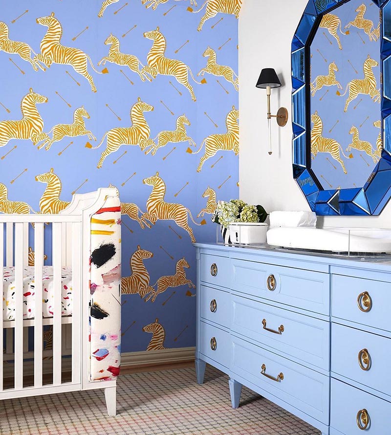 Scalamandre Zebras Periwinkle Wallpaper Sample SCWP81388M0007