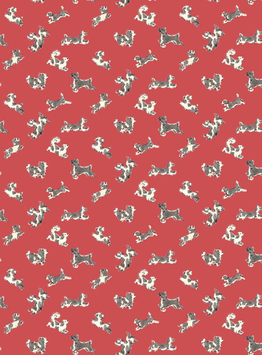 Scalamandre Fete De Chien Red Pepper And Charcoal Wallpaper Sample SCWP88183D0007