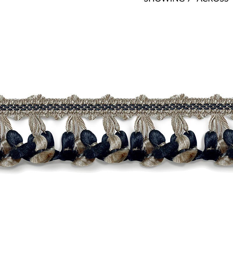 Scalamandre Newport Tassel Fringe Taupe, Black & Grey Trim Sample SCFT11030008