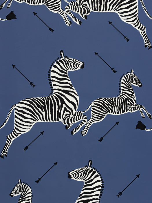 Scalamandre Zebras - Wallpaper Sample - Trimmed Denim Wallpaper Sample SCWP81388D0008
