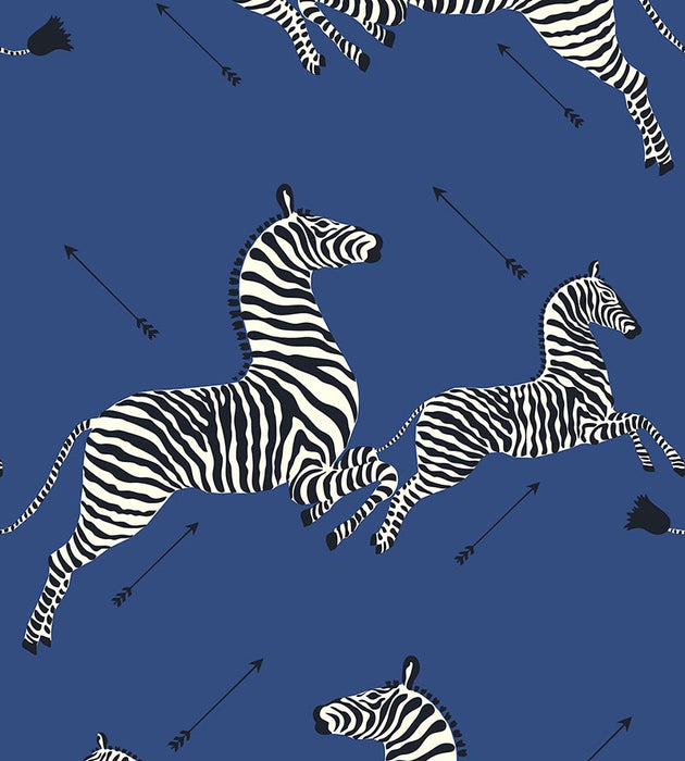 Scalamandre Zebras - Vinyl Denim Wallpaper SCWP81388MV0008