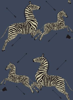 Scalamandre Zebras | Removable Denim Wallpaper Sample SCWP81388PS0008