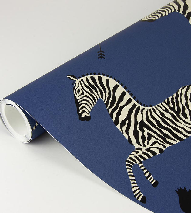 Scalamandre Zebras - Removable Denim Wallpaper Sample SCWP81388PS0008
