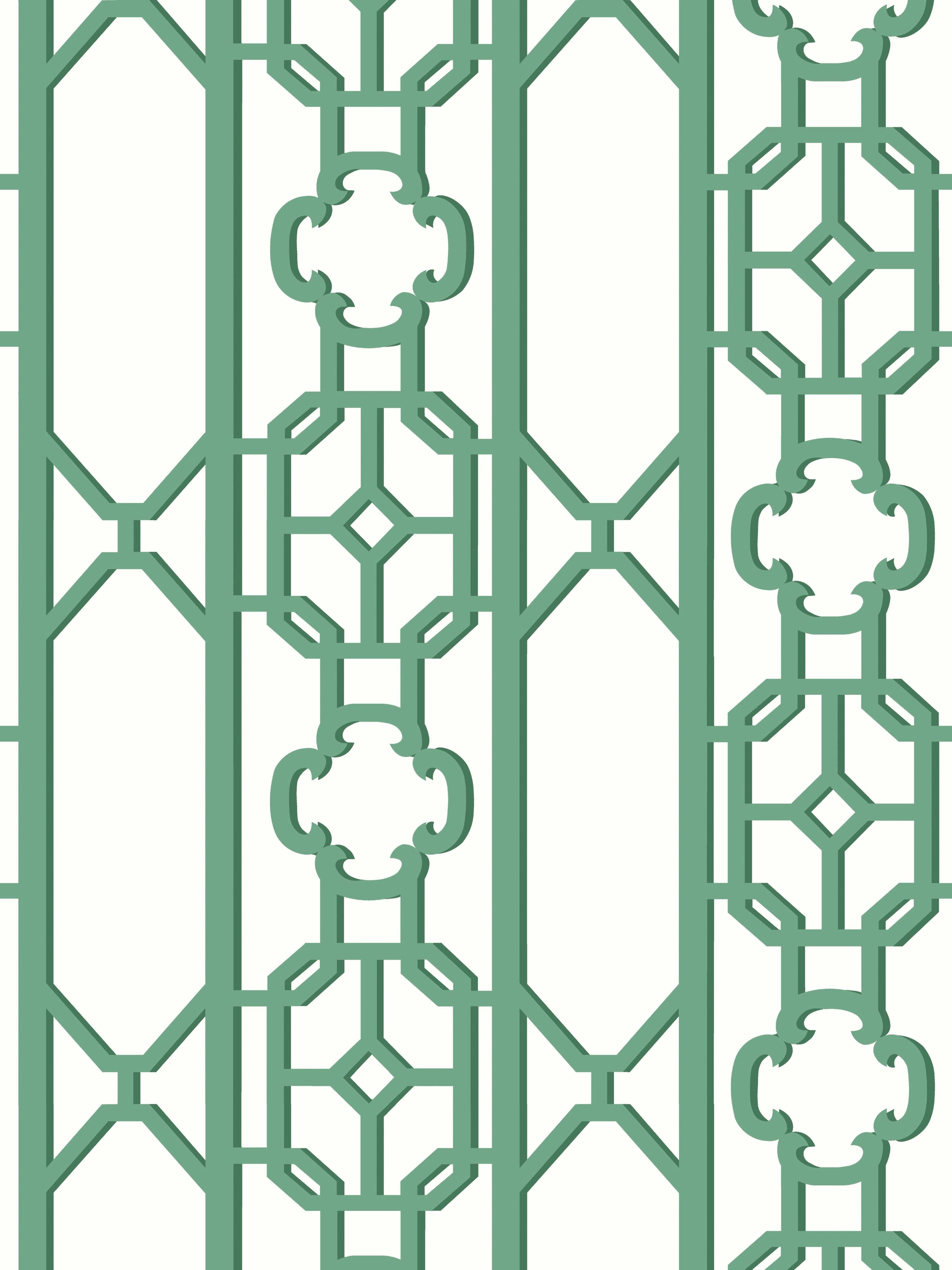 Scalamandre Joanna Fret Gazebo Green Wallpaper SCWP88582D0008