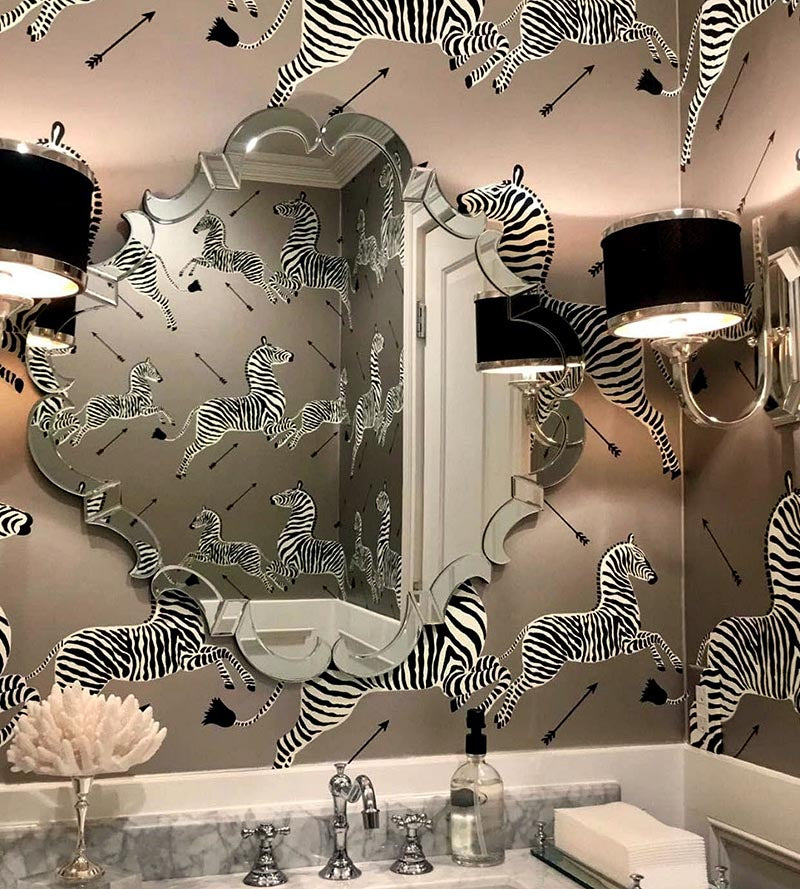 Scalamandre Zebras Silver Wallpaper Sample SCWP81388M0010