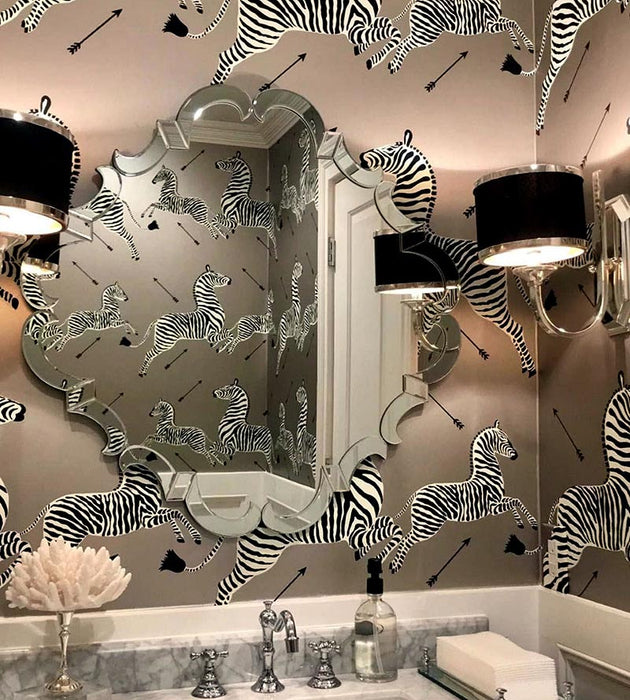 Scalamandre Zebras Silver Wallpaper Sample SCWP81388M0010